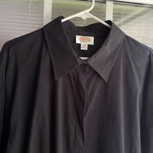 Talbots Black Plus Size Button Down Shirt Long Sleeve